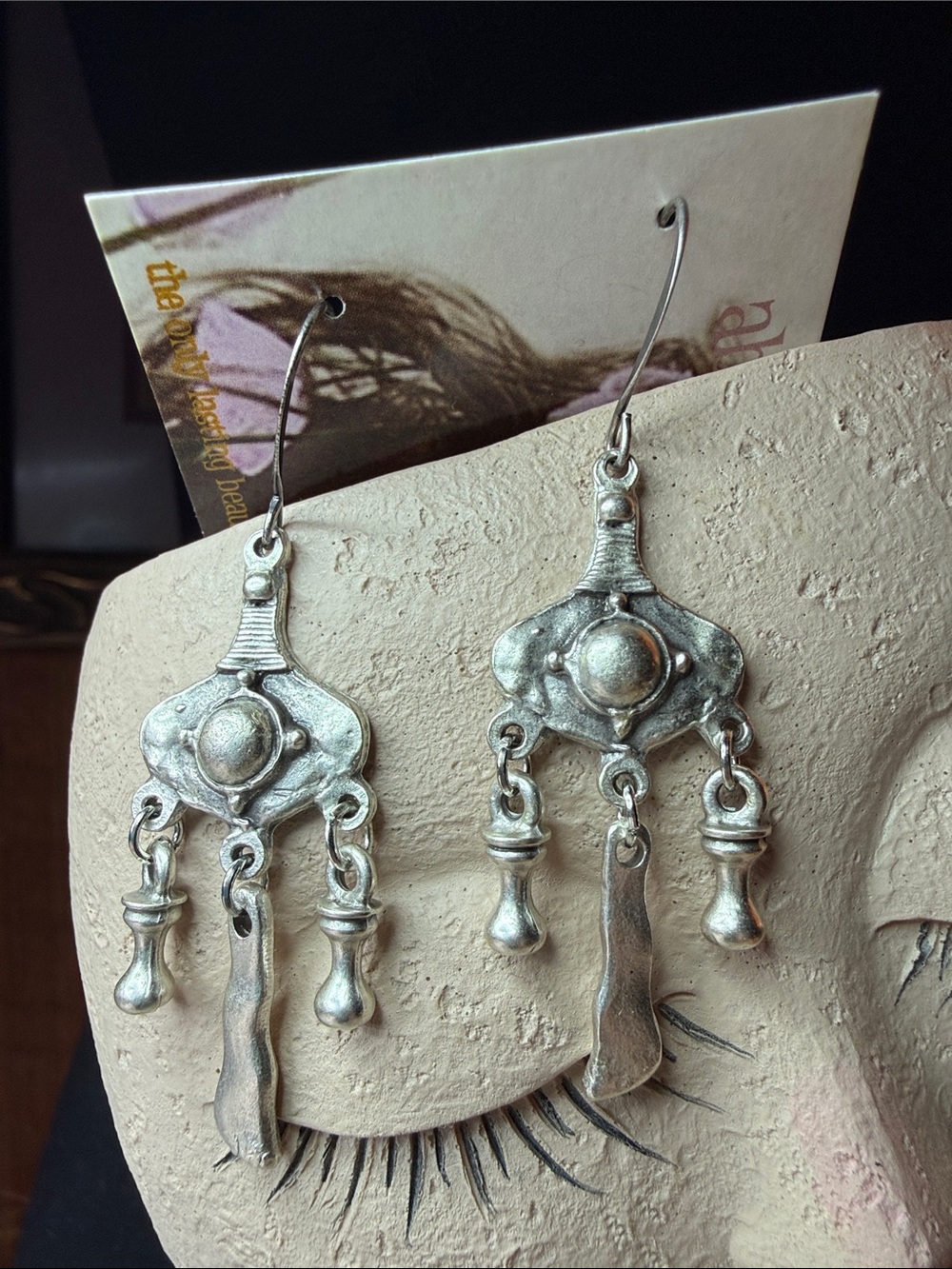 Handcrafted Silver-Tone Dangling Chandelier Earrings
